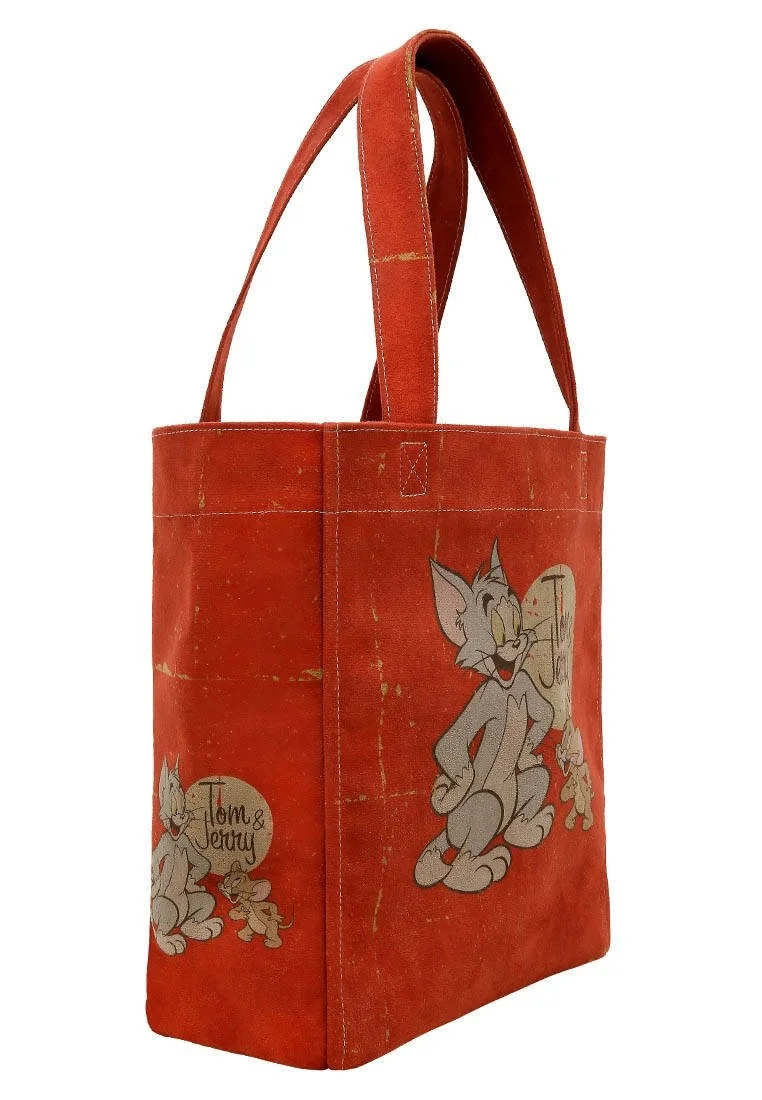 Kadın Vegan Turuncu Large Tote Bag - Warner Bros Tom & Jerry Tasarım