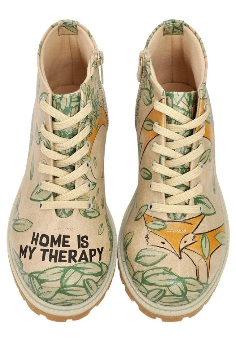 Kadın Vegan Deri Bej Fermuarlı Kısa Bot - Home is my Therapy Tasarım