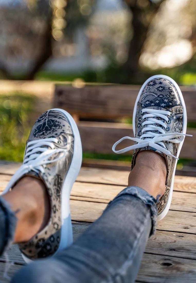 Kadın Vegan Deri Bej Günlük Sneakers - Flammarion Tasarım