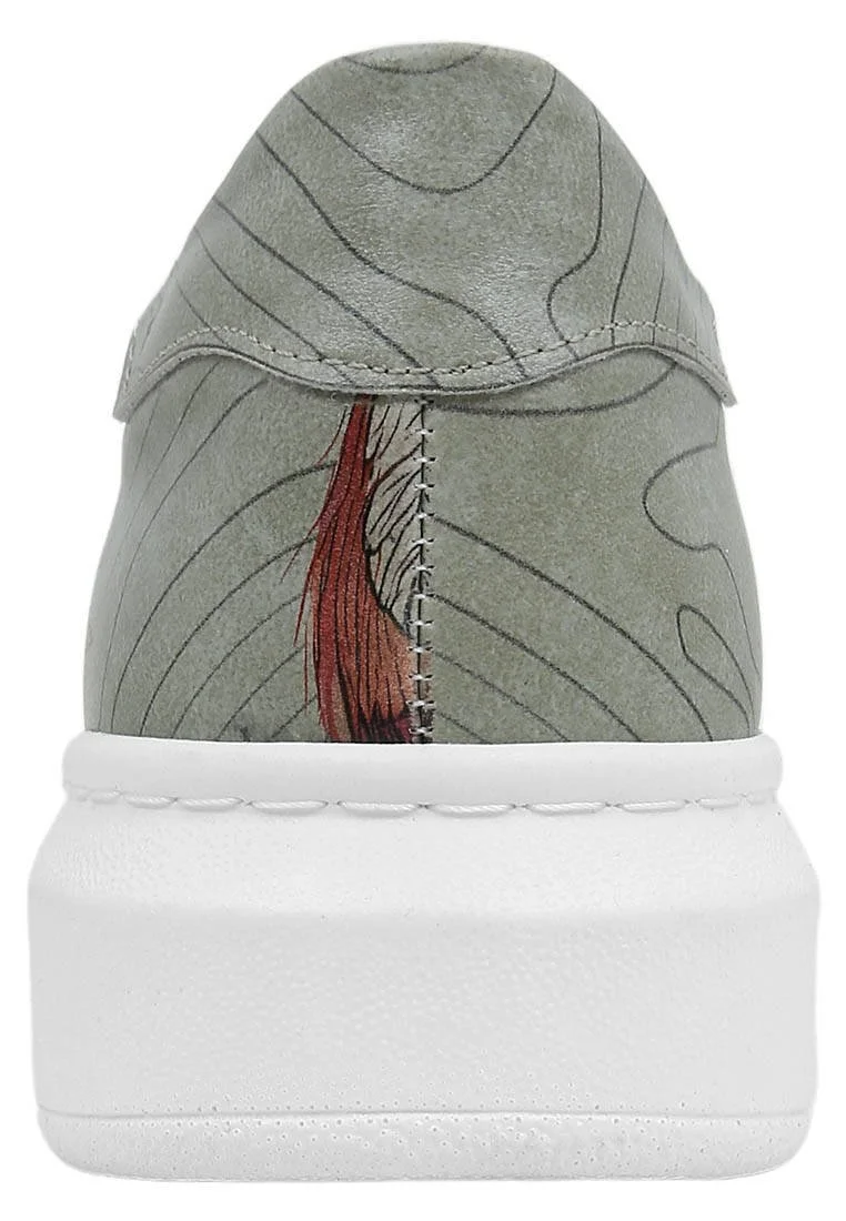 Kadın Vegan Deri Bej Sneakers - Run Little Fox Tasarım