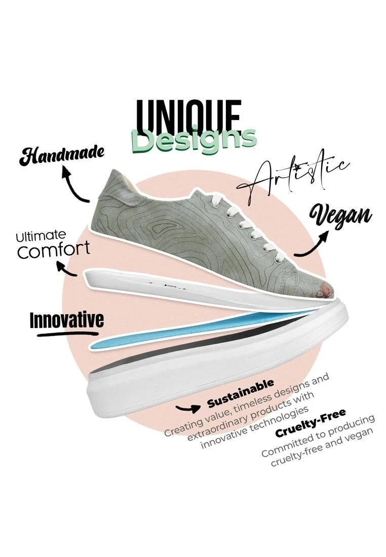 Kadın Vegan Deri Bej Sneakers - Run Little Fox Tasarım