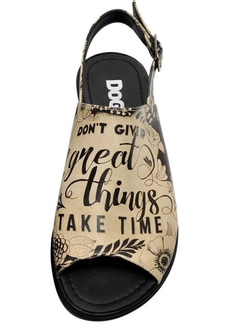 Kadın Vegan Deri Bej Sandalet - Don't Give Up Tasarım