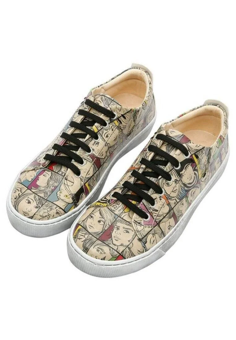 Kadın Vegan Deri Bej Sneakers - Colorful people Tasarım
