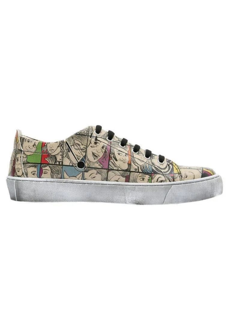 Kadın Vegan Deri Bej Sneakers - Colorful people Tasarım