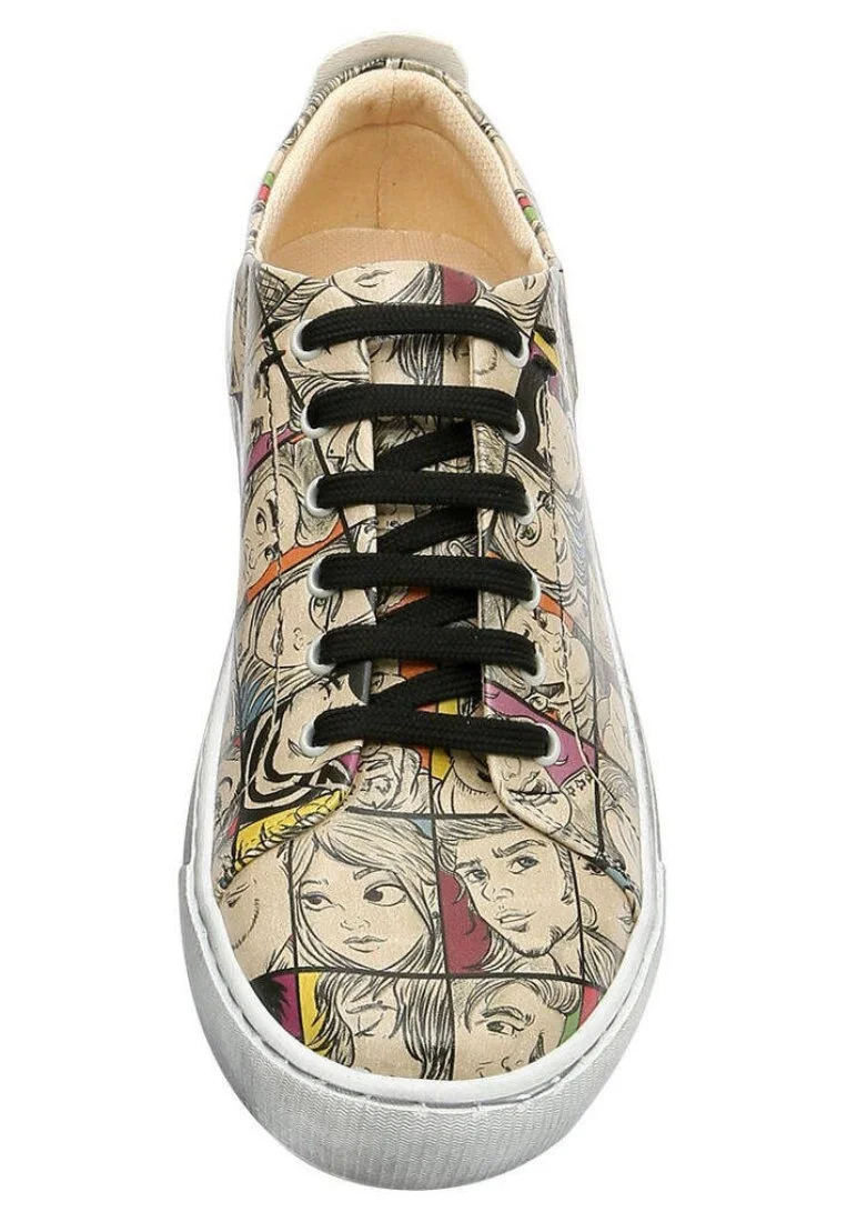 Kadın Vegan Deri Bej Sneakers - Colorful people Tasarım