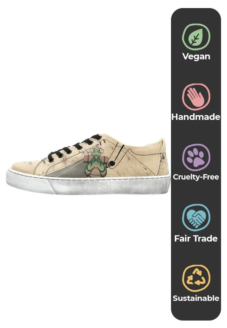 Kadın Vegan Deri Bej Sneakers - Adventure Awaits Go Find It Tasarım