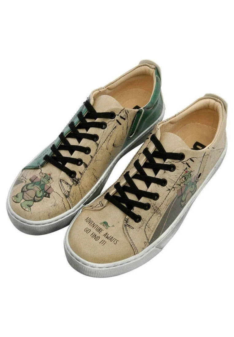 Kadın Vegan Deri Bej Sneakers - Adventure Awaits Go Find It Tasarım