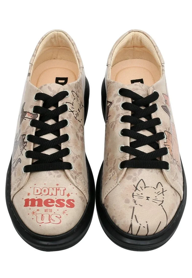 Kadın Vegan Deri Bej Sneakers - Trouble Makers Tasarım