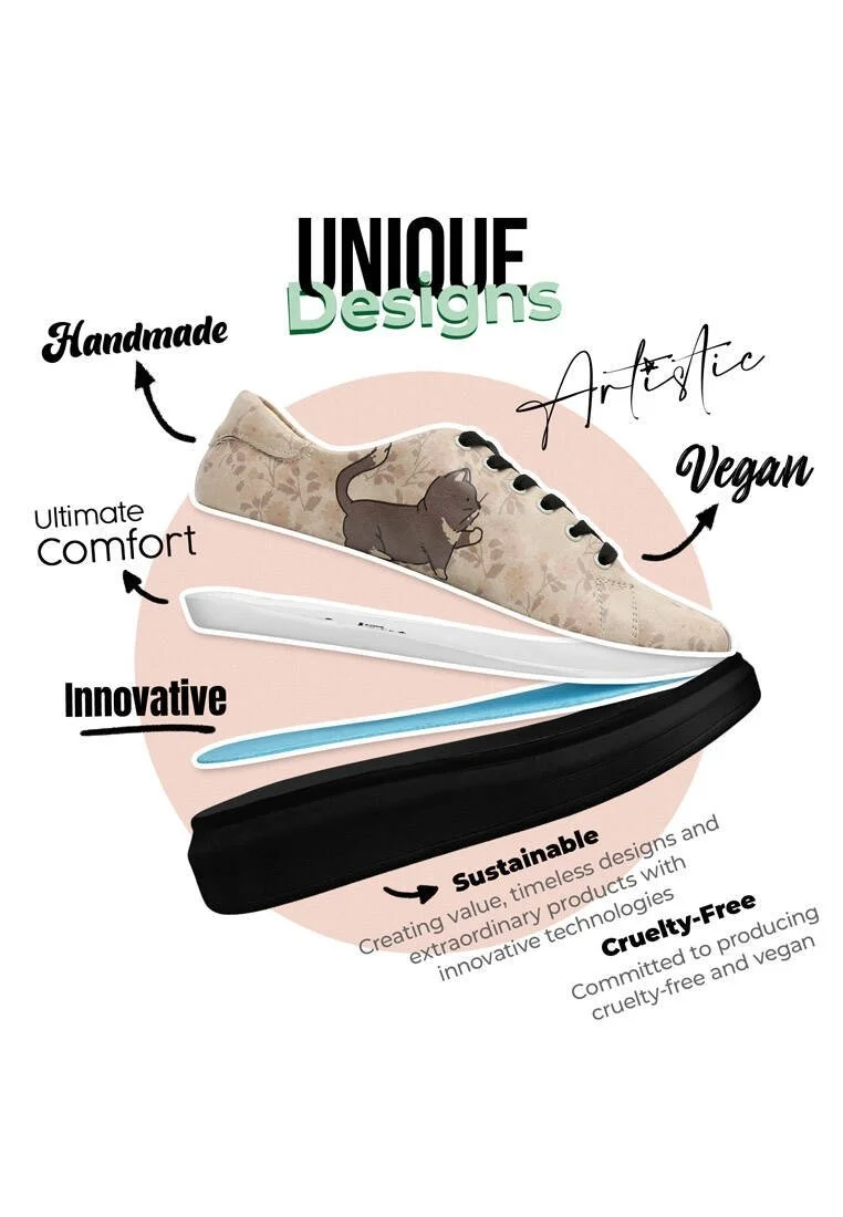 Kadın Vegan Deri Bej Sneakers - Trouble Makers Tasarım