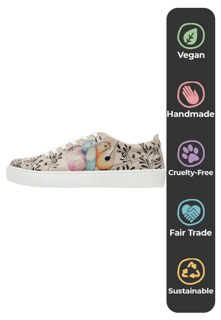 Kadın Vegan Deri Bej Sneakers - Best Buddies Tasarım