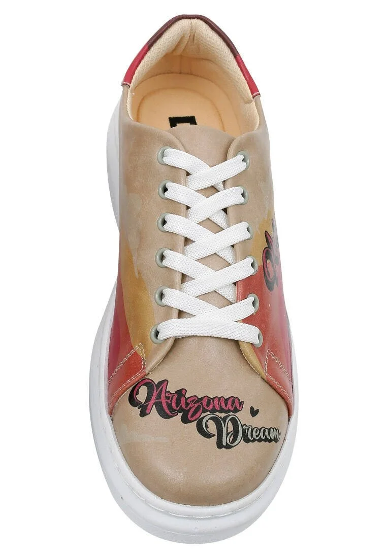 Kadın Vegan Deri Bej Sneakers - Arizona Dream Tasarım