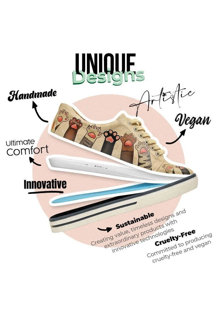 Kadın Vegan Deri Bej Sneakers - Yummy Tasarım