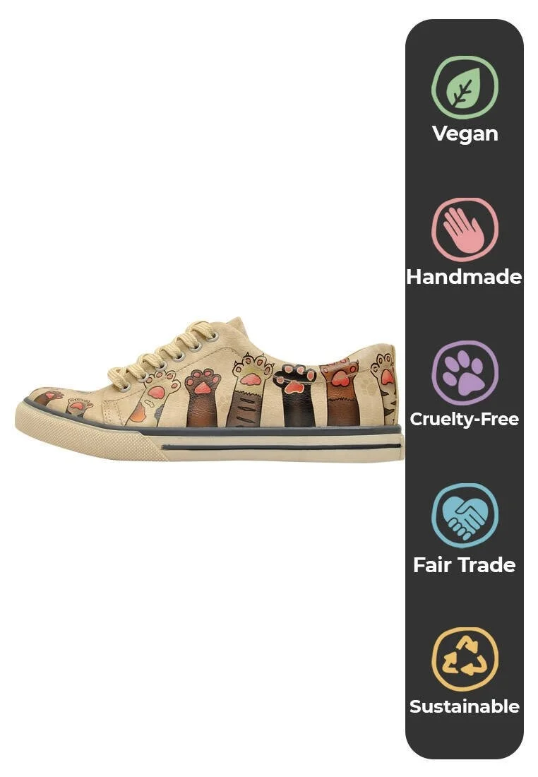 Kadın Vegan Deri Bej Sneakers - Yummy Tasarım