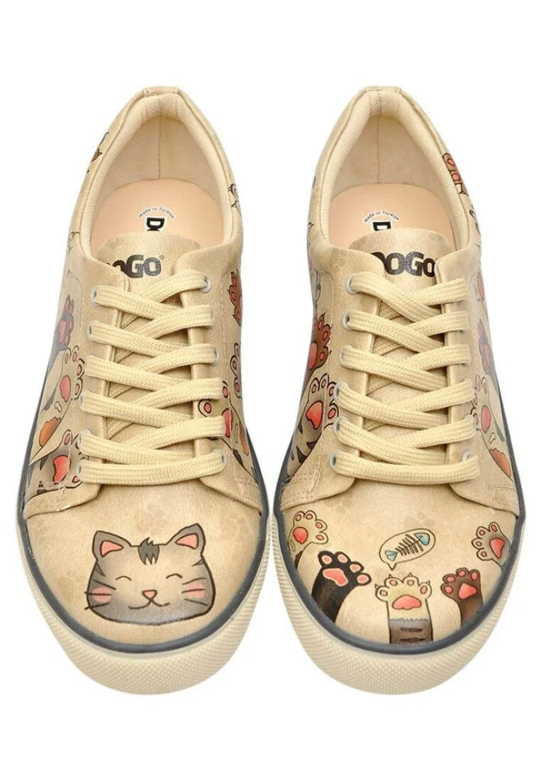 Kadın Vegan Deri Bej Sneakers - Yummy Tasarım