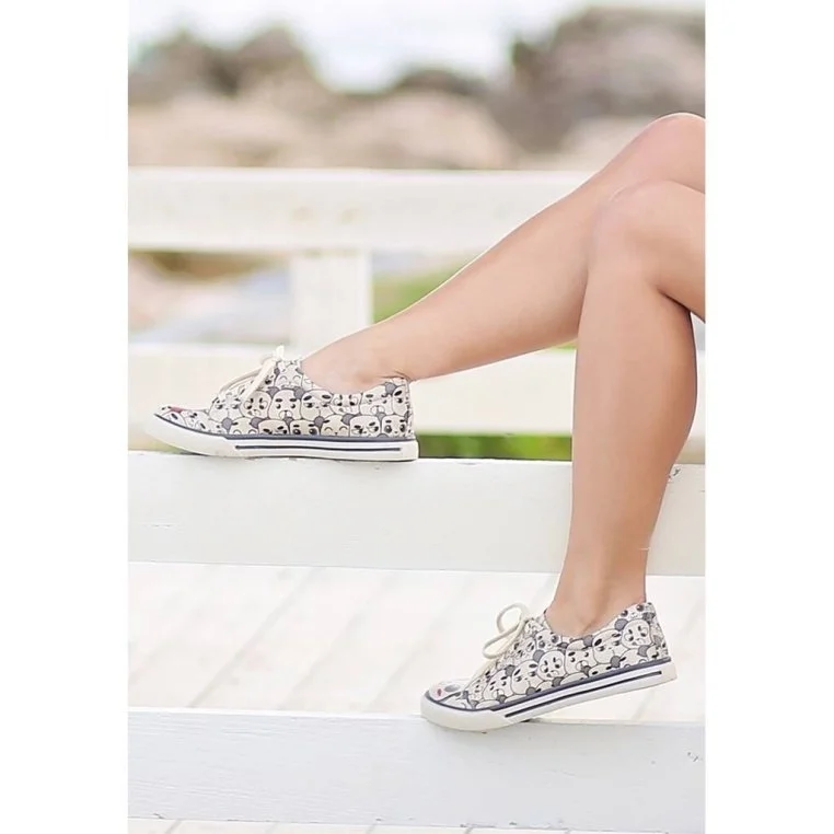Kadın Vegan Deri Bej Sneakers - Hug Me Tasarım
