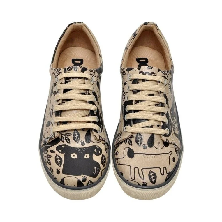 Kadın Vegan Deri Bej Sneakers - Dog Rules Tasarım