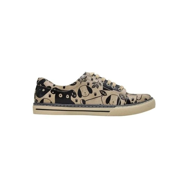 Kadın Vegan Deri Bej Sneakers - Dog Rules Tasarım