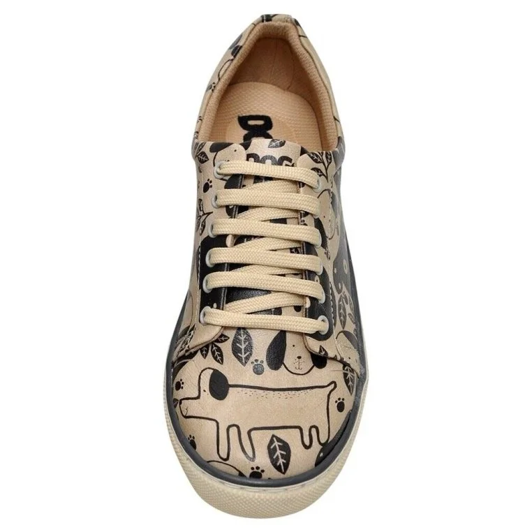 Kadın Vegan Deri Bej Sneakers - Dog Rules Tasarım