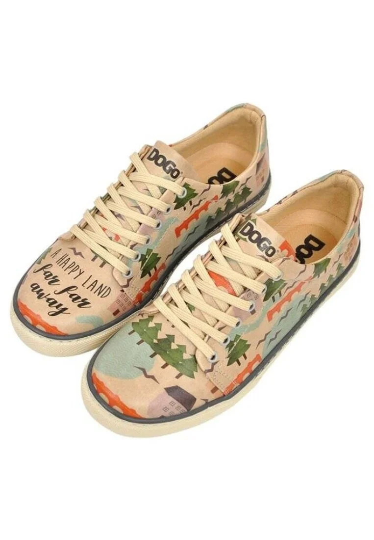 Kadın Vegan Deri Bej Sneakers - A Happy Land Tasarım