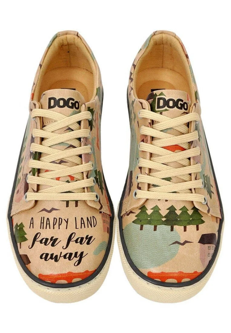 Kadın Vegan Deri Bej Sneakers - A Happy Land Tasarım