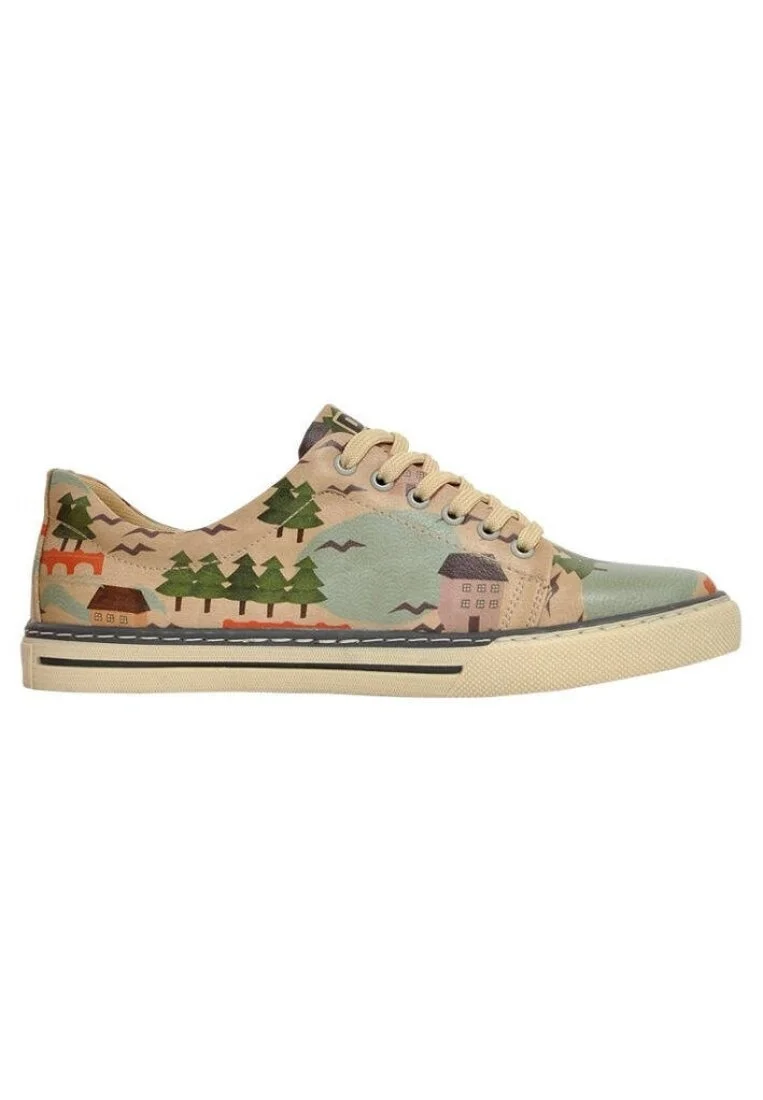 Kadın Vegan Deri Bej Sneakers - A Happy Land Tasarım
