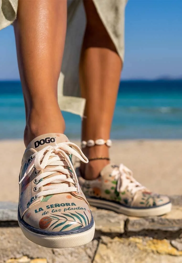 Kadın Vegan Deri Bej Sneakers - Plant Lady Tasarım
