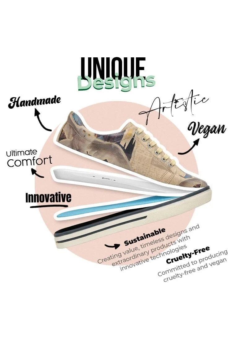 Kadın Vegan Deri Bej Sneakers - Warner Bros Gryffindor Gang Harry Potter Tasarım