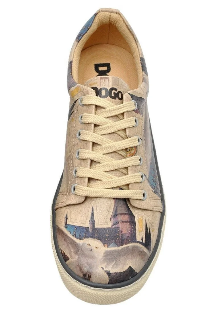 Kadın Vegan Deri Bej Sneakers - Warner Bros Gryffindor Gang Harry Potter Tasarım
