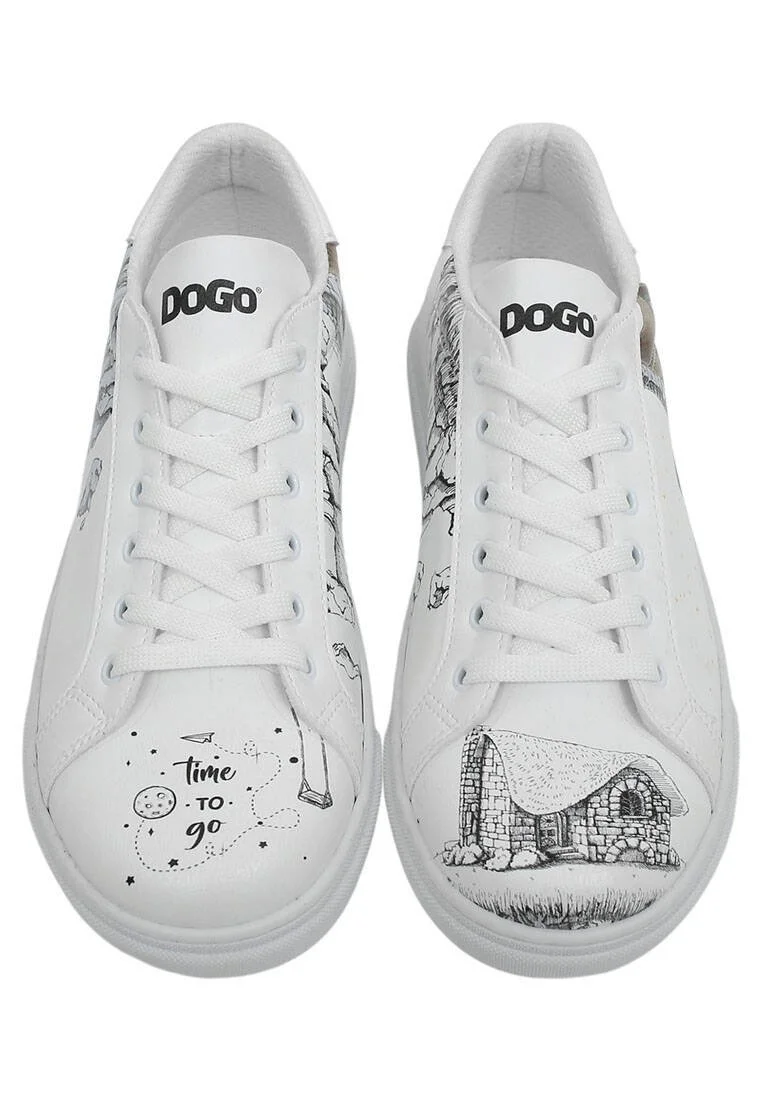 Kadın Vegan Deri Beyaz Günlük Sneakers - Time To Go Tasarım