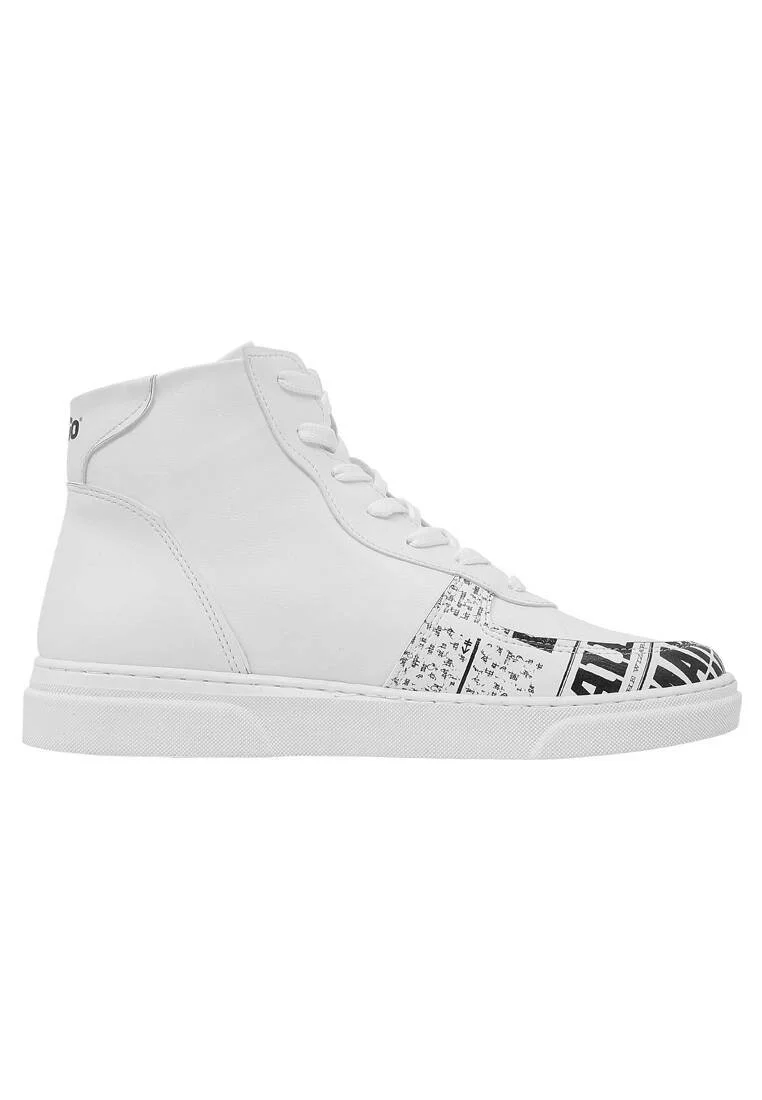 Kadın Vegan Deri Beyaz High Sneakers - Warner Bros Daily Prophet Harry Potter Tasarım
