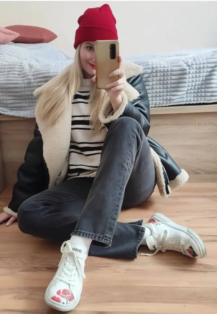 Kadın Vegan Deri Beyaz Sneakers - Viva la Vida Frida Kahlo Tasarım