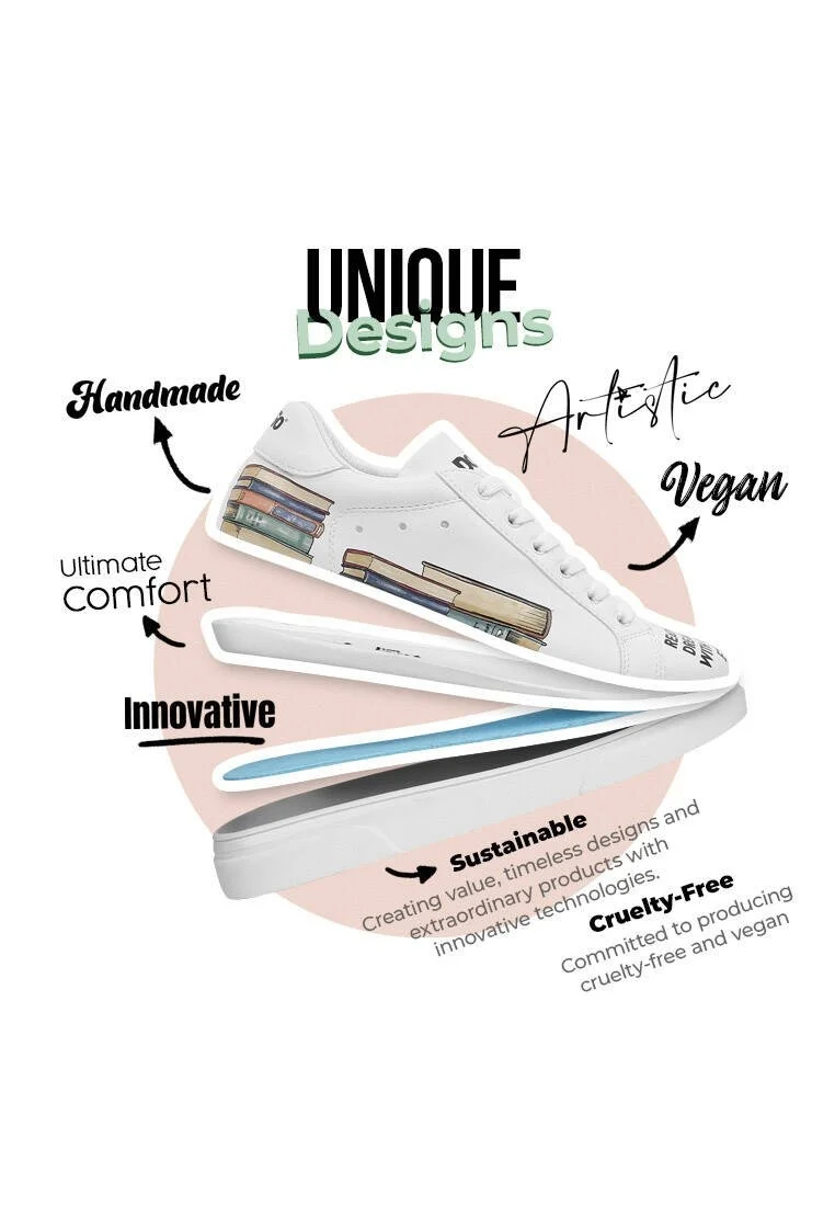 Kadın Vegan Deri Beyaz Sneakers - The Wise Owl Tasarım