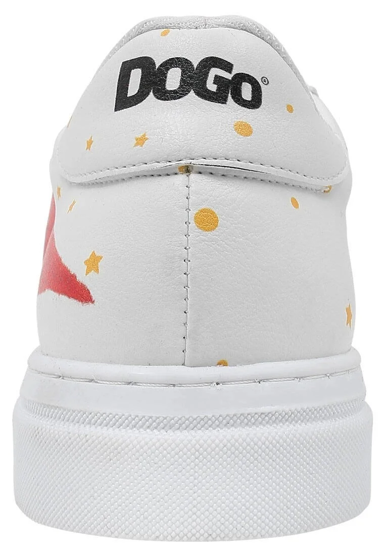 Kadın Vegan Deri Beyaz Sneakers - Cat Planets Tasarım
