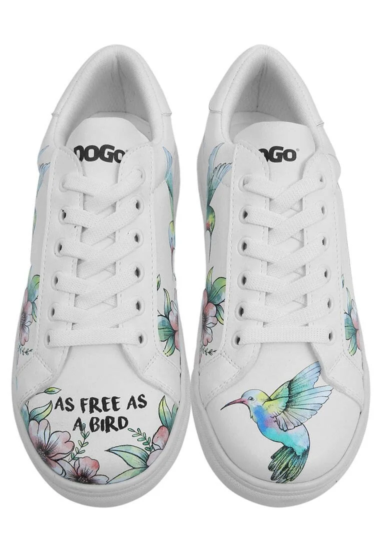 Kadın Vegan Deri Beyaz Sneakers - As Free As a Bird Tasarım