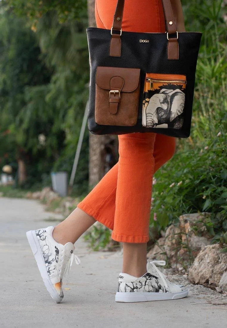Kadın Vegan Deri Beyaz Sneakers - Sunset Animals Tasarım