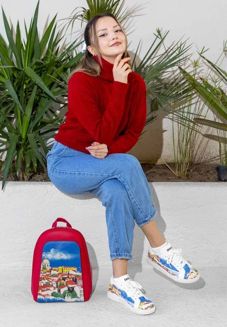 Kadın Vegan Deri Beyaz Sneakers - On the Roofs Tasarım