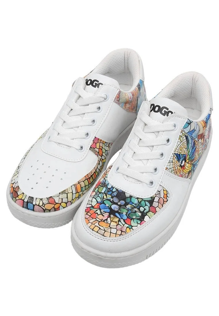 Kadın Vegan Deri Beyaz Sneakers - Mosaical Tasarım