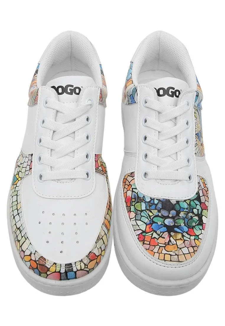 Kadın Vegan Deri Beyaz Sneakers - Mosaical Tasarım