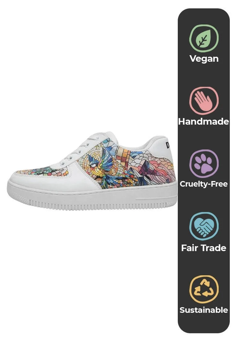 Kadın Vegan Deri Beyaz Sneakers - Mosaical Tasarım