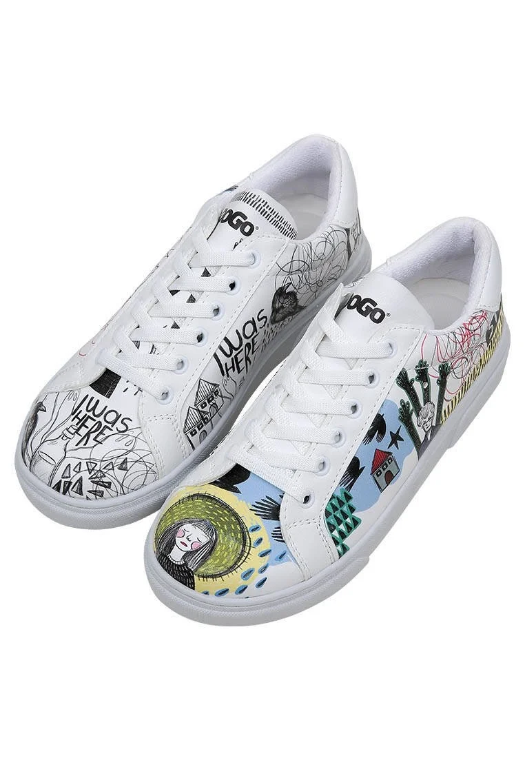 Kadın Vegan Deri Beyaz Sneakers - I was here Tasarım