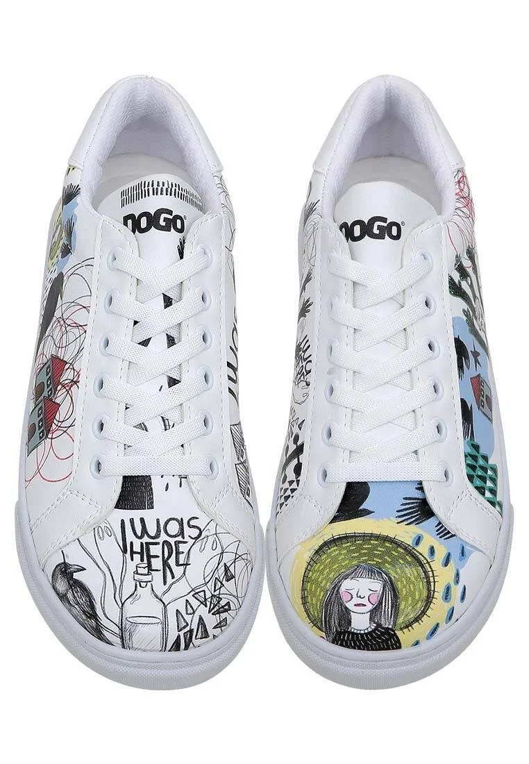 Kadın Vegan Deri Beyaz Sneakers - I was here Tasarım