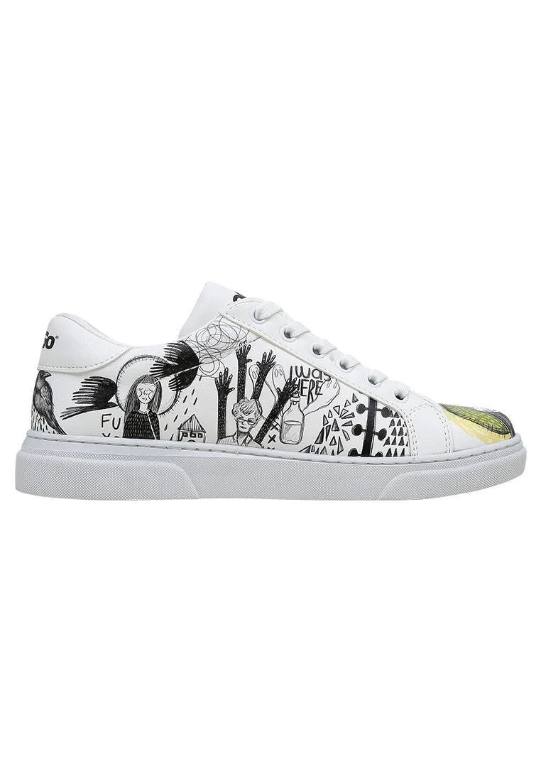 Kadın Vegan Deri Beyaz Sneakers - I was here Tasarım