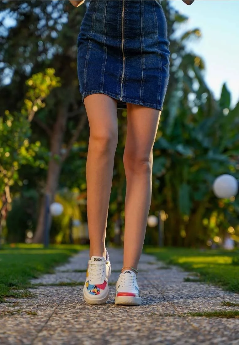 Kadın Vegan Deri Beyaz Sneakers - Bauhaus Birdie Tasarım