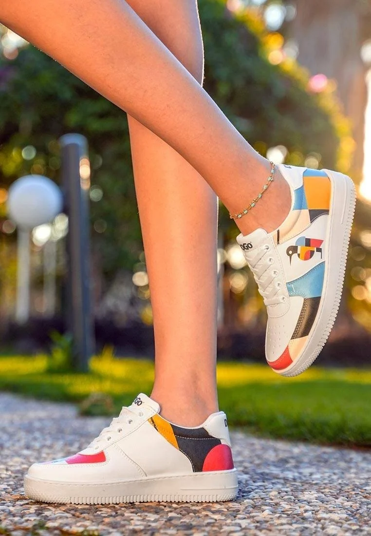 Kadın Vegan Deri Beyaz Sneakers - Bauhaus Birdie Tasarım