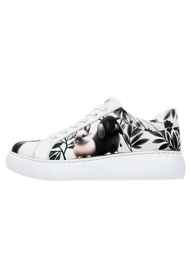 Kadın Vegan Deri Beyaz Sneakers - Fluffy Tasarım