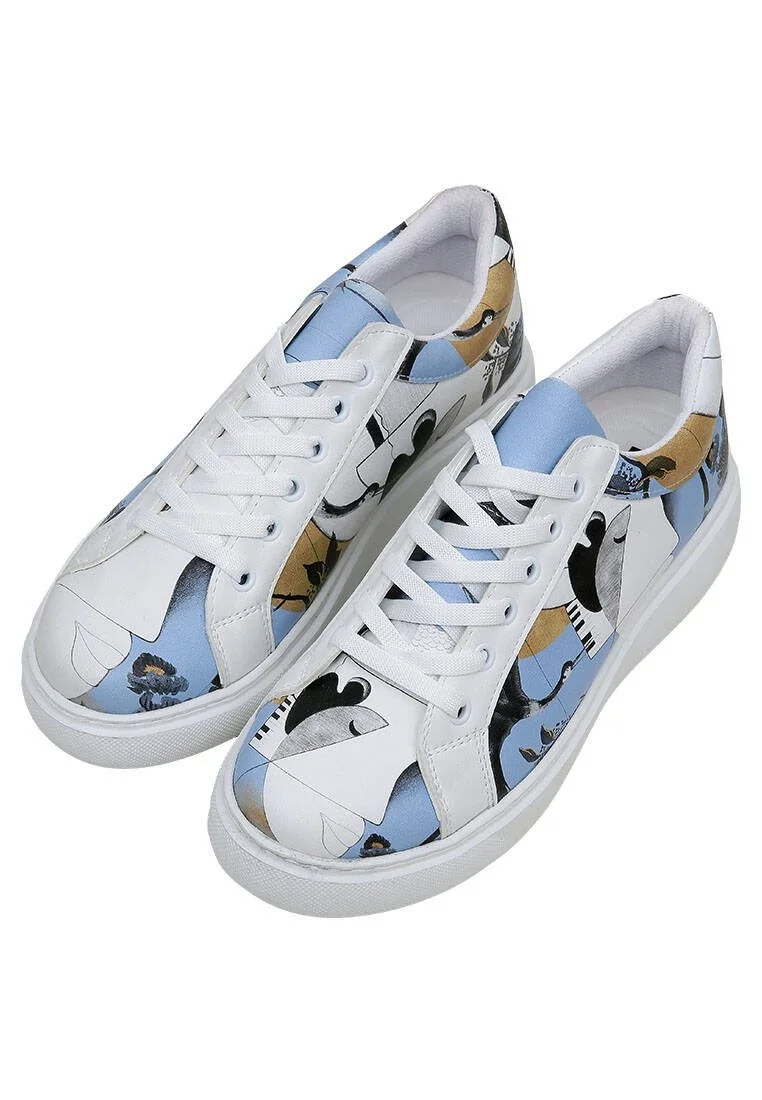 Kadın Vegan Deri Beyaz Sneakers - Deep Thought with The Deep Tasarım