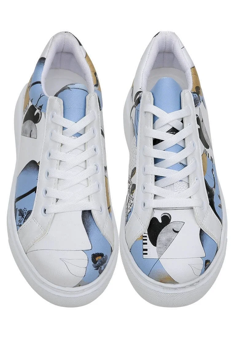 Kadın Vegan Deri Beyaz Sneakers - Deep Thought with The Deep Tasarım