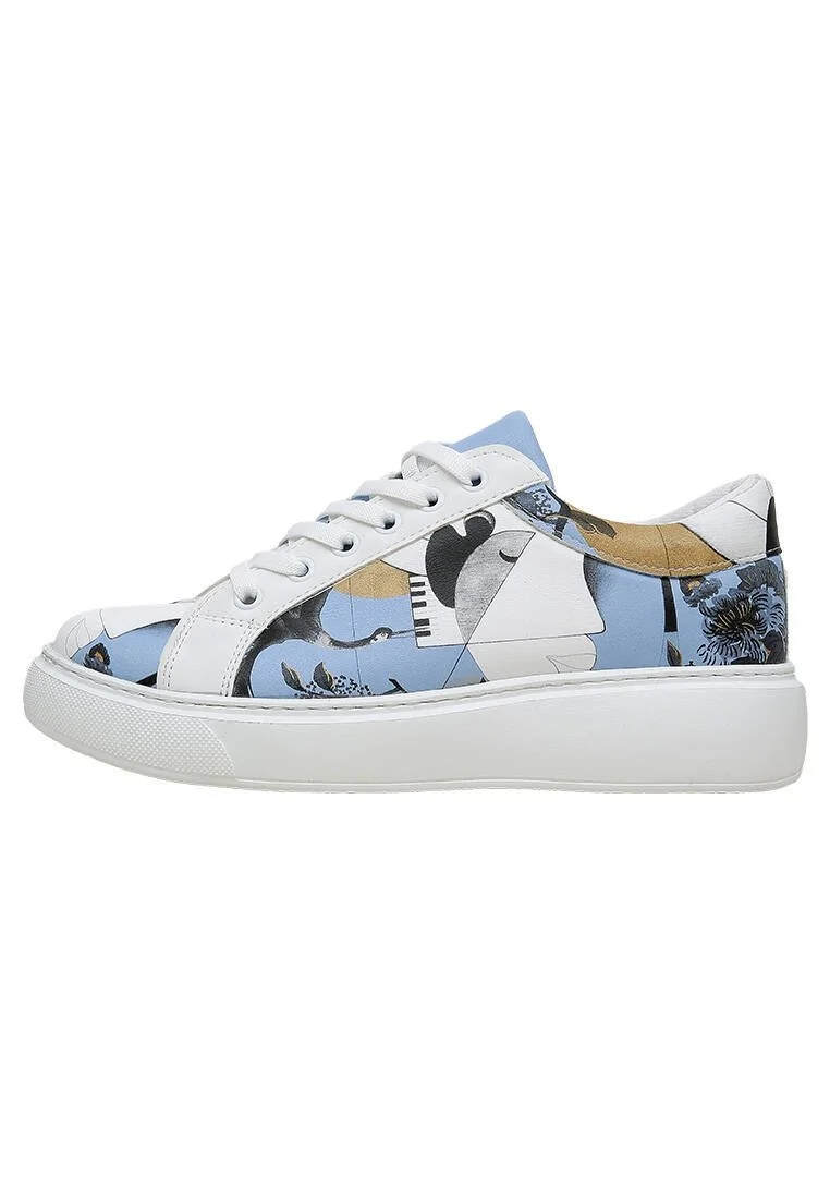 Kadın Vegan Deri Beyaz Sneakers - Deep Thought with The Deep Tasarım