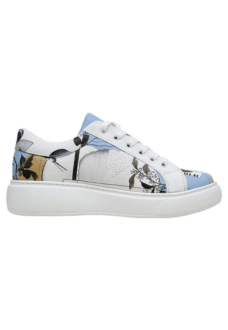 Kadın Vegan Deri Beyaz Sneakers - Deep Thought with The Deep Tasarım