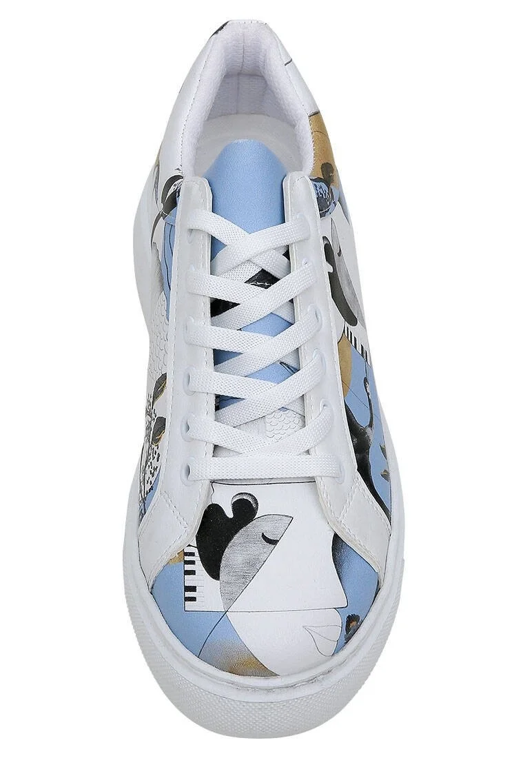 Kadın Vegan Deri Beyaz Sneakers - Deep Thought with The Deep Tasarım